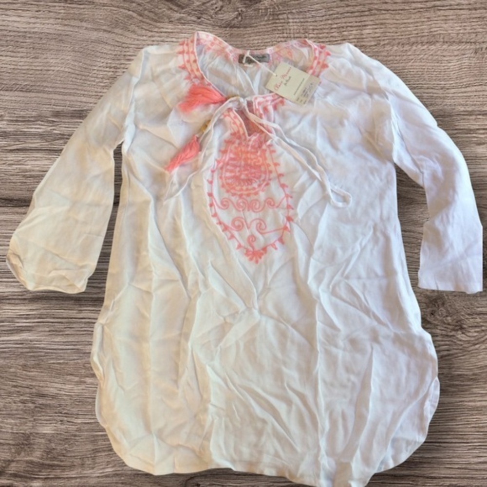 NWT Claire Mercier St Barth white embroidered swim cover up.